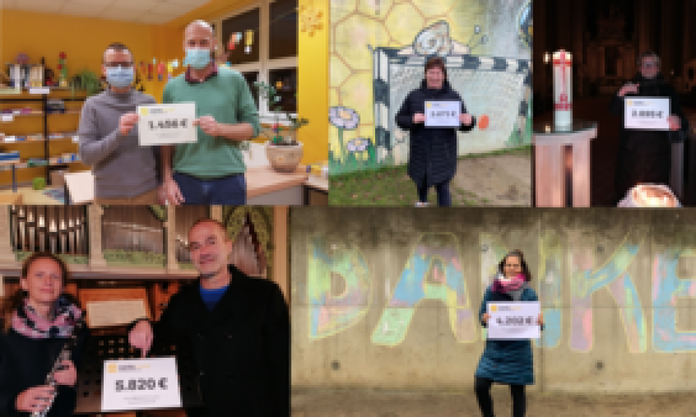 Von links oben nach rechts oben: Matthias Müller und Ondrej Durovic vom Förderverein der Freien Grundschule Regenbogen Görlitz e.V; Ines Pfitzner von der ASB Betreuungs- und Sozialdienste gemeinnützige GmbH; Ruth-Andrea Lammert vom Förderverein Bachchor Görlitz e.V. Von links unten nach rechts unten: Linda Morgenstern und Reinhard Seeliger vom Freundeskreis Görlitzer Sonnenorgel e.V; Katharina Rabin von der Neißegrundschule Görlitz