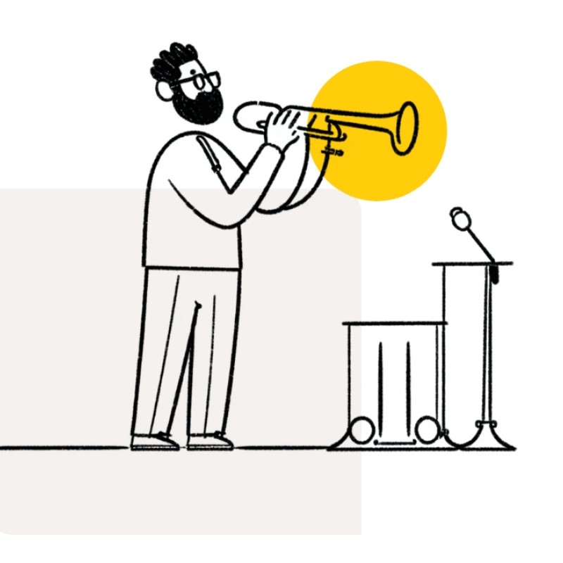 Mann spielt Trompete