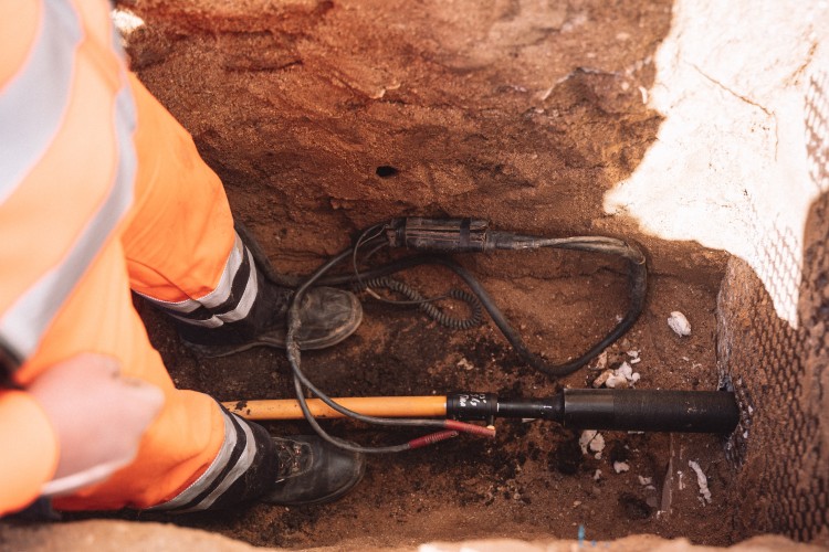 Gasleitung im Erdreich.