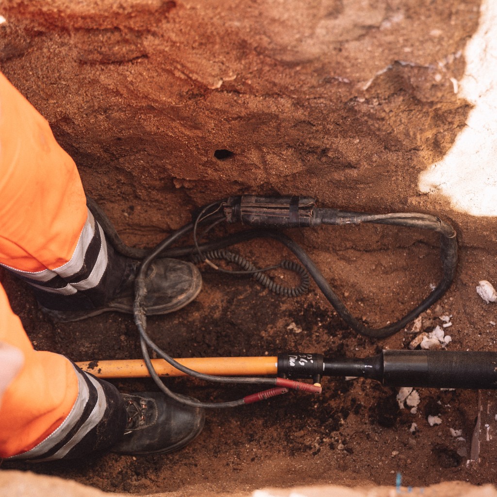 Gasleitung im Erdreich.