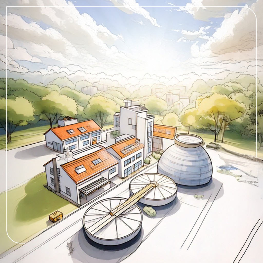 Teil des Görlitzer Klärwerks, gezeichnet