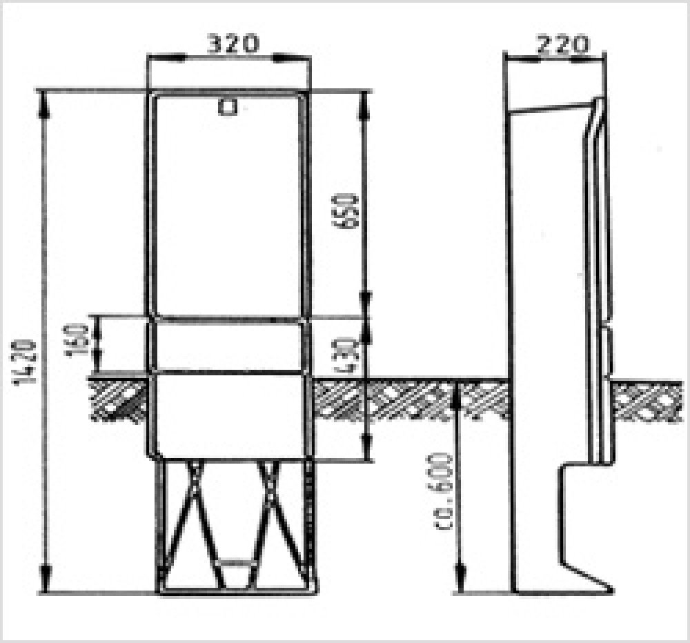 freistehende Hausanschlusssäule 3 × 400 A, Kunstoffgehäuse